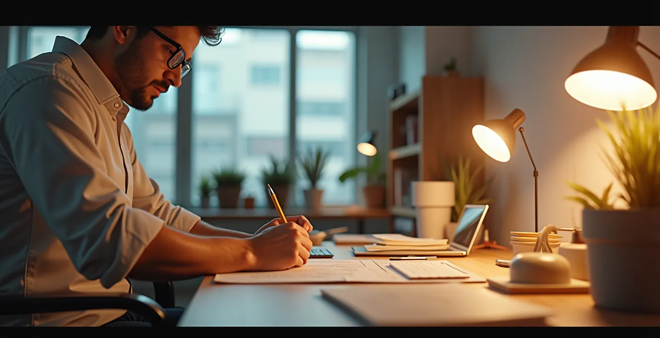 Illustration du processus de job crafting montrant un professionnel transformant activement son environnement et ses tâches pour créer un rôle plus aligné avec ses talents.