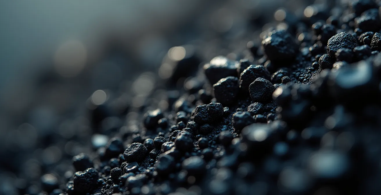 Gros plan macro sur du plastique noir montrant la texture qui empêche la détection optique