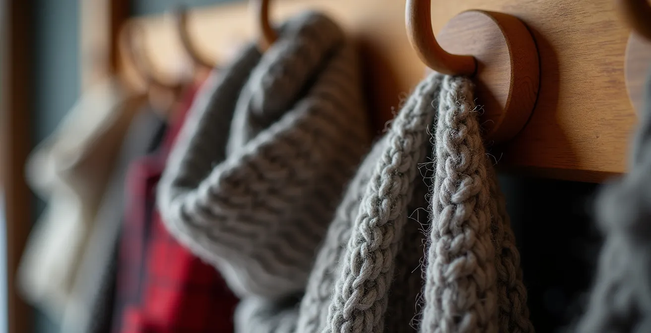 Zone de transition organisée dans une entrée de maison québécoise en hiver